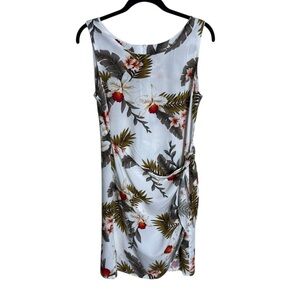 Vintage Two Palms Hawaiian Orchid White Side Tie Dress Floral size Medium